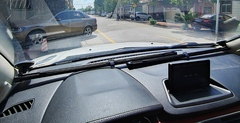 ParcShade housing installed across the lower windshield and dashboard
